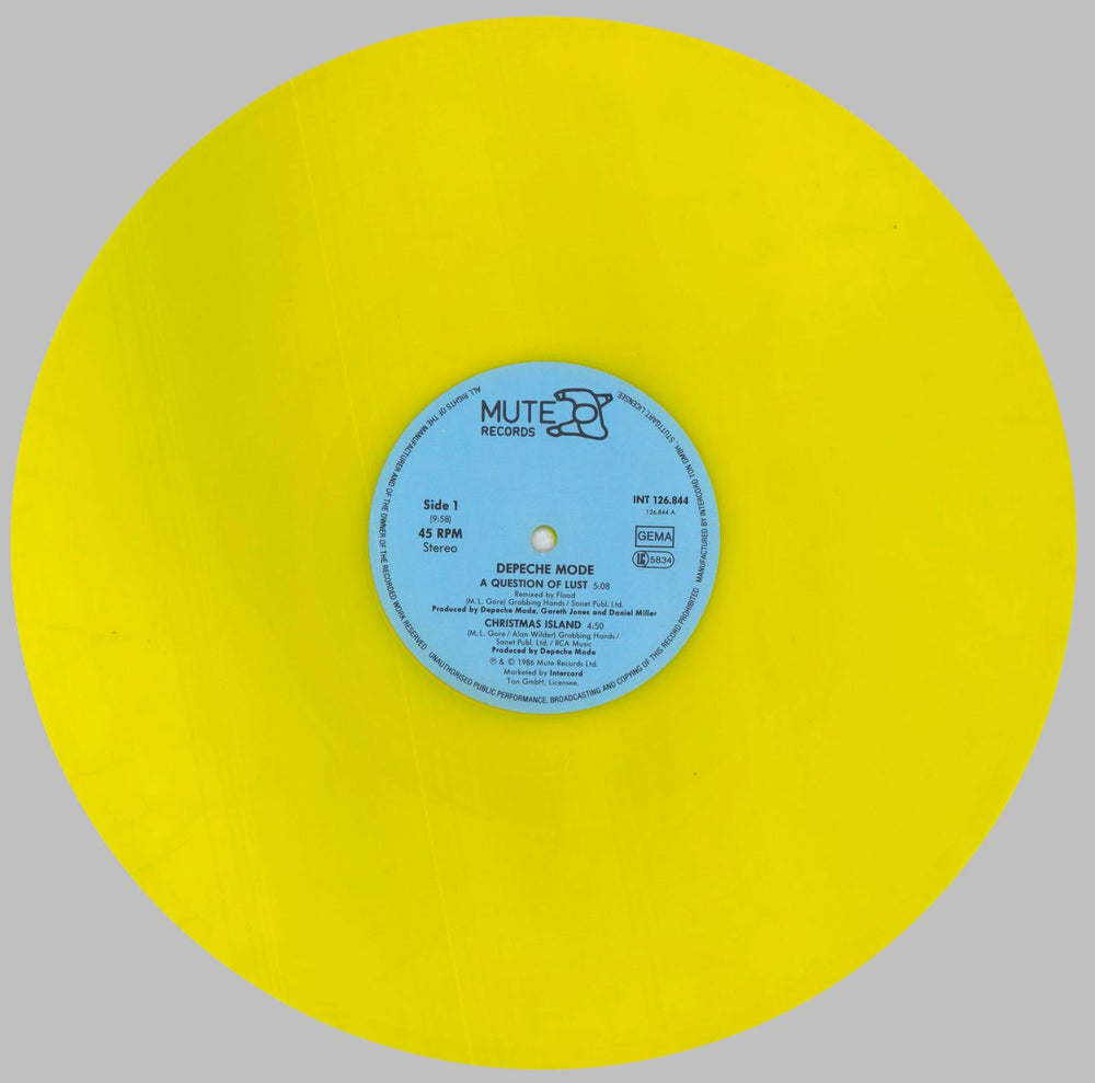 Depeche Mode A Question Of Lust - Yellow Vinyl + Booklet German 12" vinyl single (12 inch record / Maxi-single) DEP12AQ827167