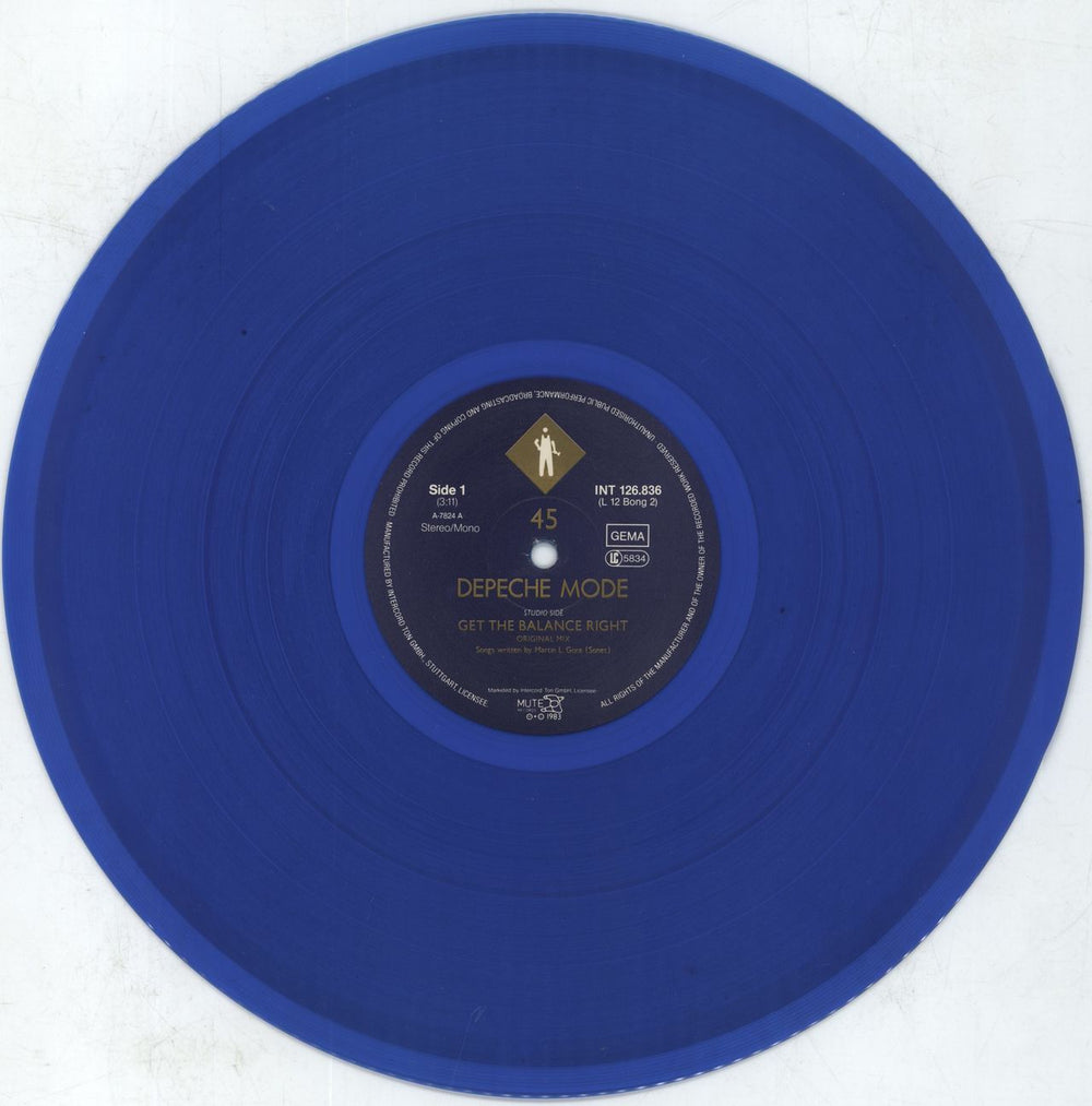 Depeche Mode Get The Balance Right - Blue Vinyl - Stickered - EX German 12" vinyl single (12 inch record / Maxi-single)