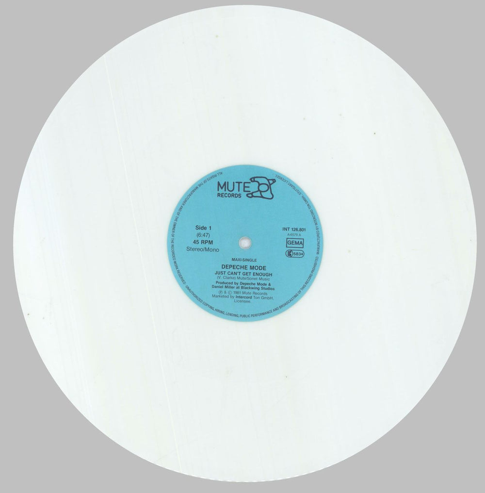 Depeche Mode Just Can't Get Enough - White Vinyl German 12" vinyl single (12 inch record / Maxi-single) DEP12JU49369