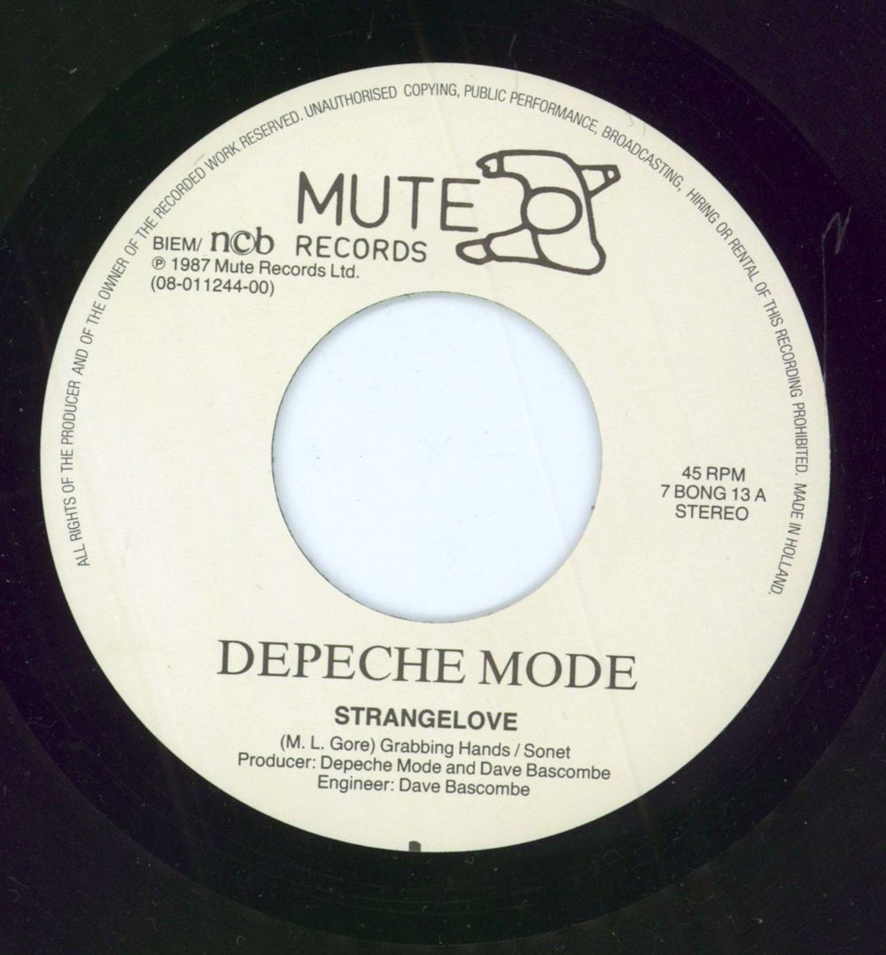 Depeche Mode Strangelove Dutch 7" vinyl single (7 inch record / 45)