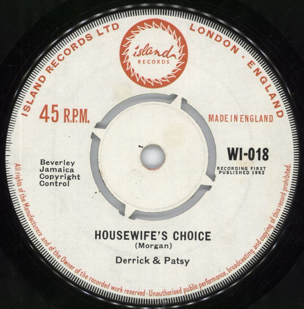 Derrick & Patsy Housewife's Choice UK 7" vinyl single (7 inch record / 45) WI-018