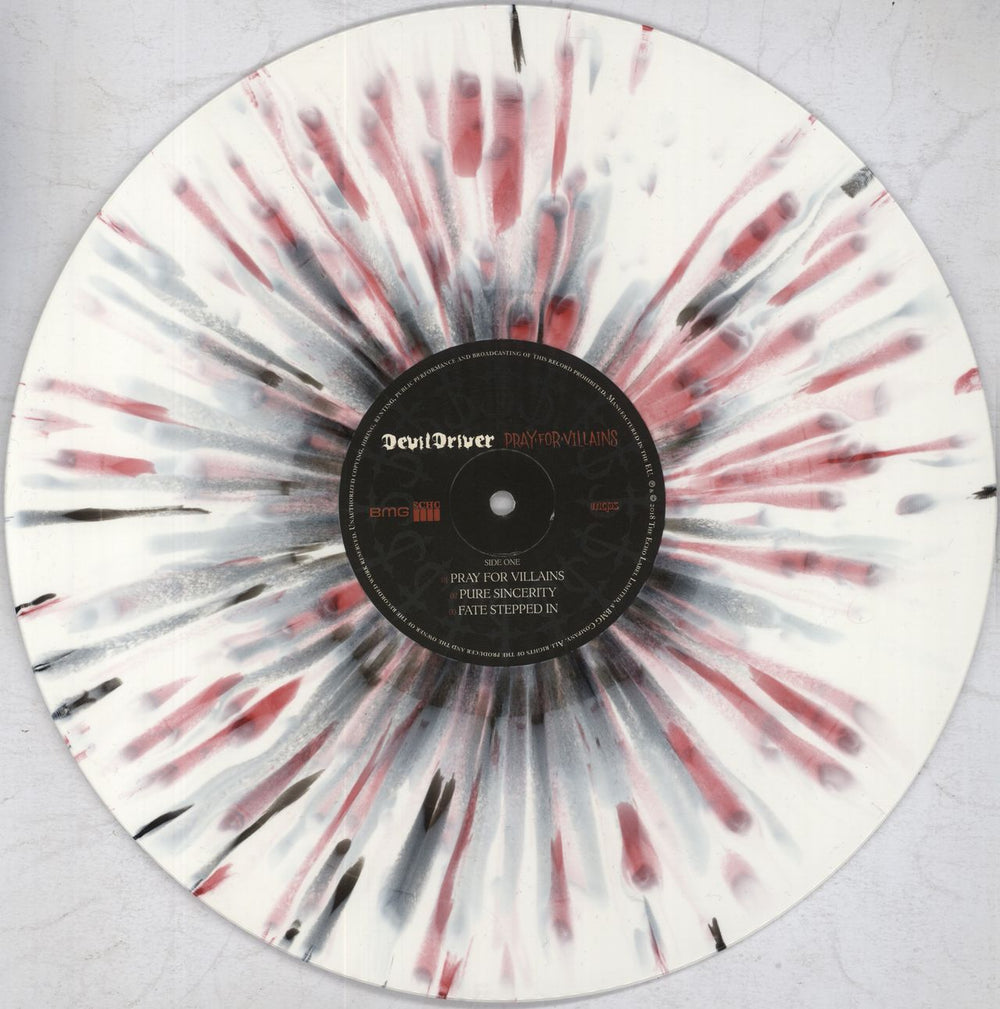 DevilDriver Pray For Villains - White With Red & Black Splatter UK 2-LP vinyl record set (Double LP Album) 1Q02LPR823275