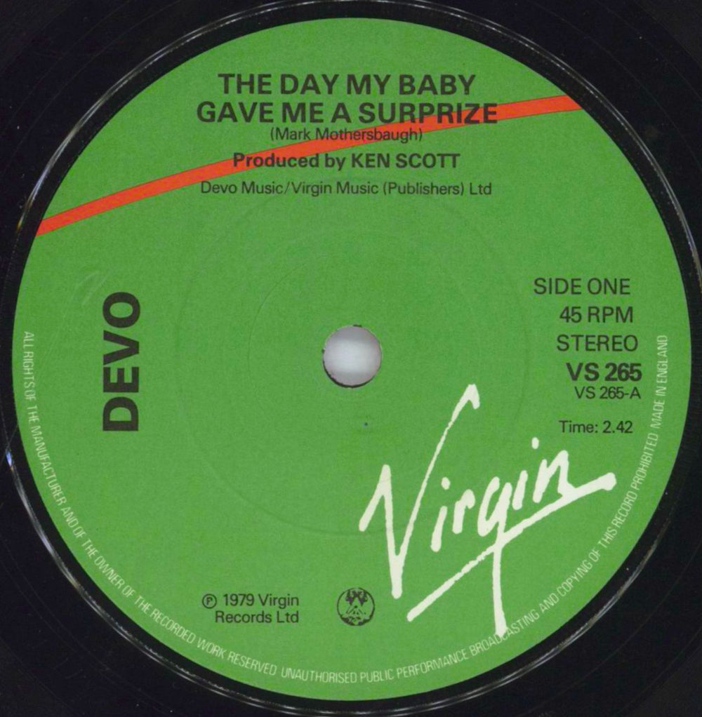 Devo The Day My Baby Gave Me A Surprise - Solid UK 7" vinyl single (7 inch record / 45) DVO07TH615482