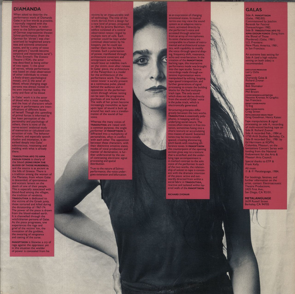 Diamanda Galas Diamanda Galas US Promo 12" vinyl single (12 inch record / Maxi-single)