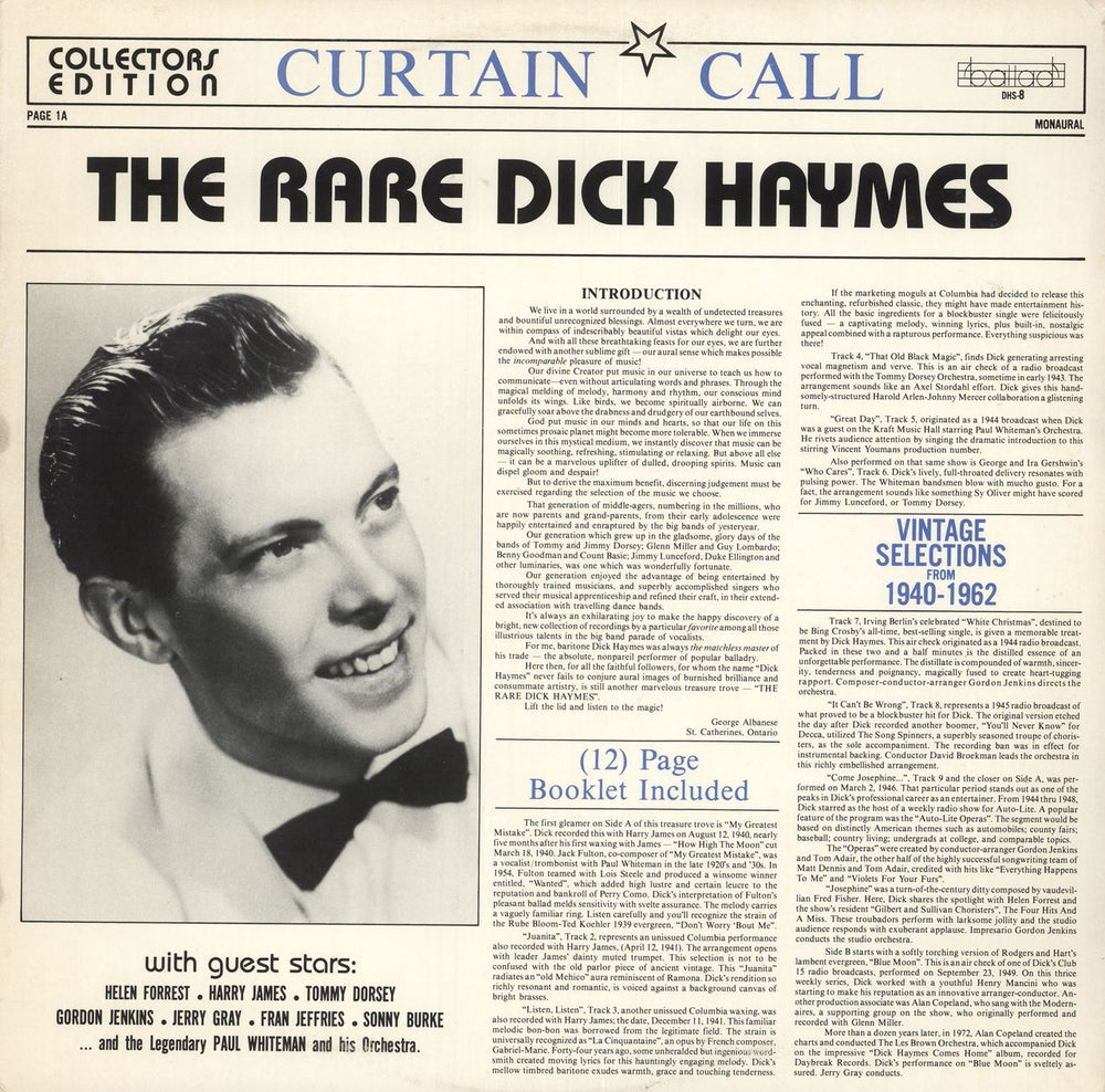 Dick Haymes The Rare Dick Haymes US vinyl LP album (LP record) DHS-8