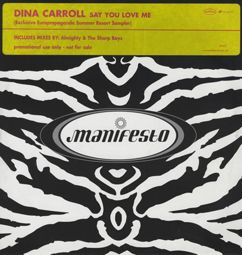 Dina Carroll Say You Love Me - Pink Stickered UK Promo 12" vinyl single (12 inch record / Maxi-single) DINDJ1