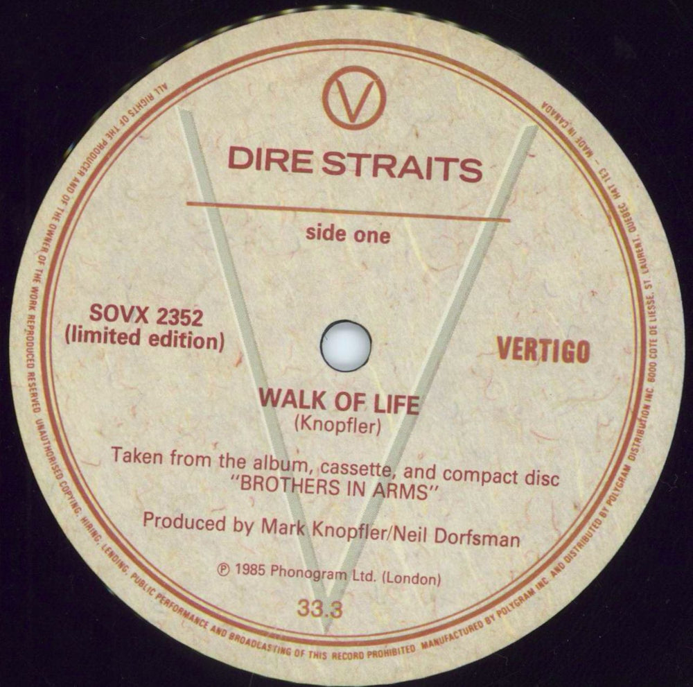 Dire Straits Walk Of Life Canadian 12" vinyl single (12 inch record / Maxi-single) DIR12WA36089