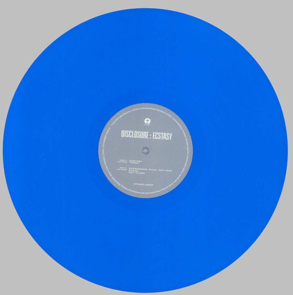 Disclosure Ecstasy - Blue Vinyl - 180g UK 12" vinyl single (12 inch record / Maxi-single) F4312EC822155