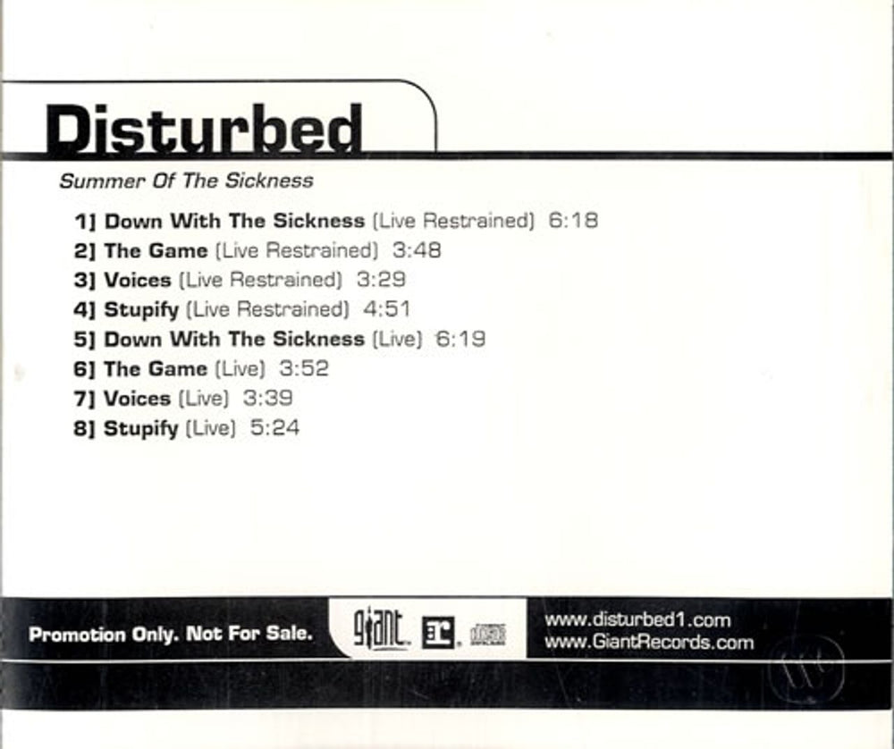 Disturbed Summer Of The Sickness US Promo CD album (CDLP) PRO-CD-100212