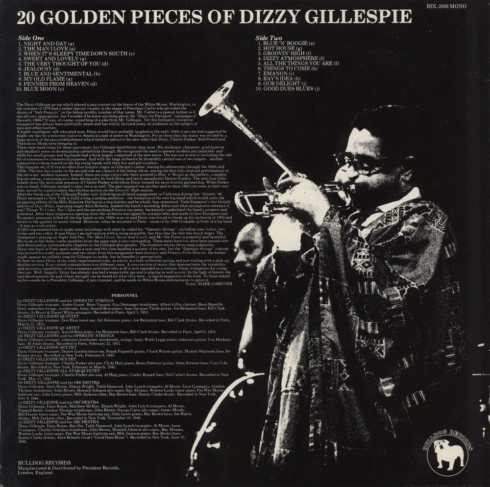 Dizzy Gillespie 20 Golden Pieces Of Dizzy Gillespie UK vinyl LP album (LP record)