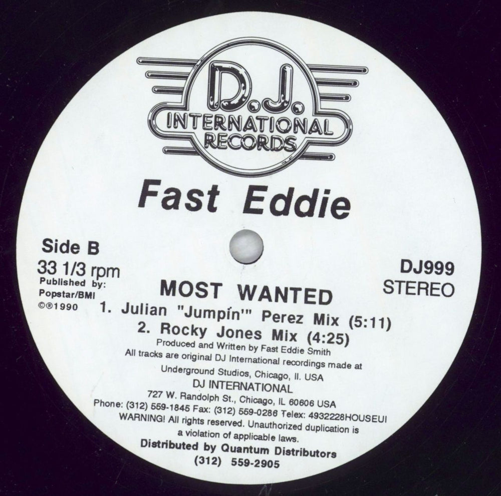 DJ Fast Eddie Most Wanted US 12" vinyl single (12 inch record / Maxi-single)