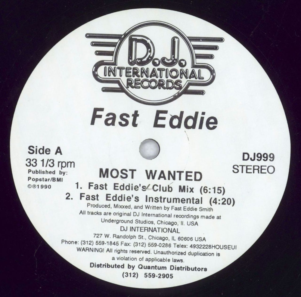 DJ Fast Eddie Most Wanted US 12" vinyl single (12 inch record / Maxi-single) DJ999