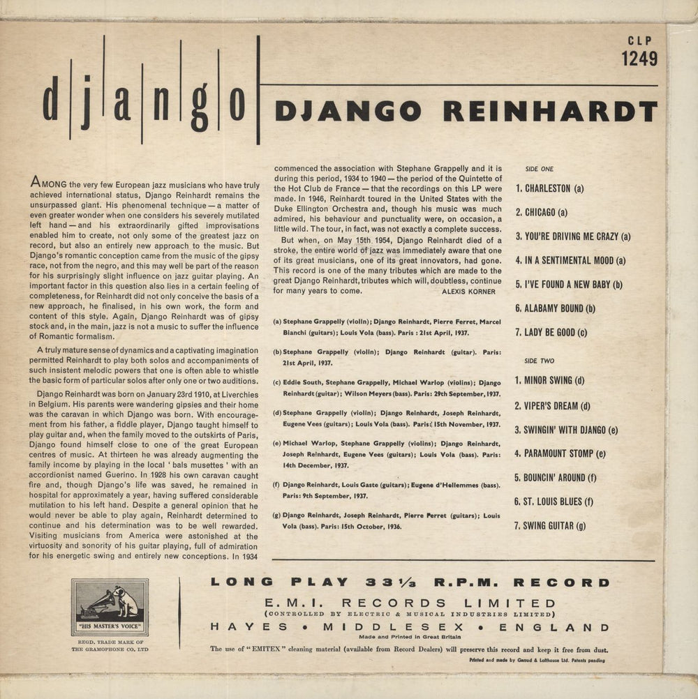 Django Reinhardt Django UK vinyl LP album (LP record)