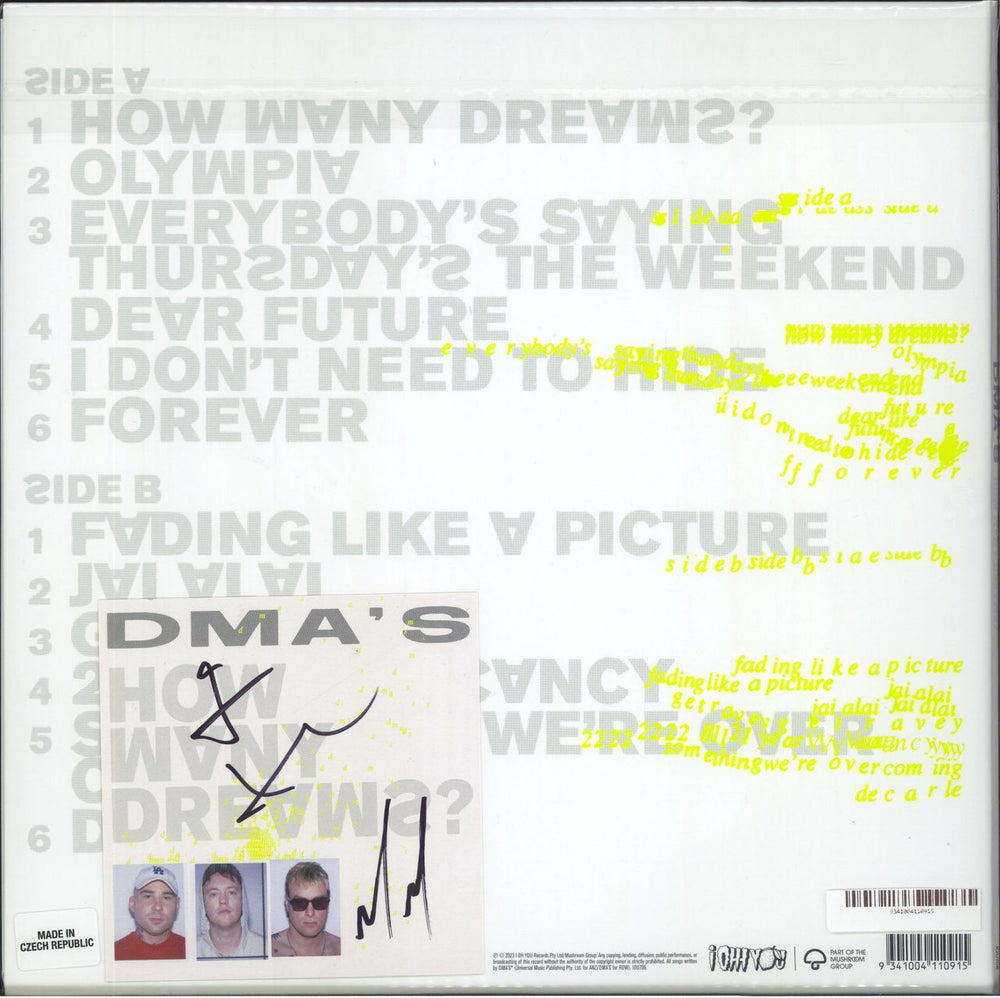 DMA's How Many Dreams? - White Vinyl + Autographed Alternate Sleeve UK vinyl LP album (LP record) 9341004110915