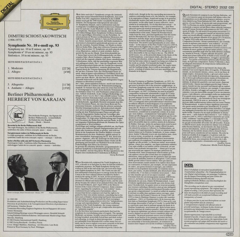 Dmitri Shostakovich Symphonie No. 10 German vinyl LP album (LP record)