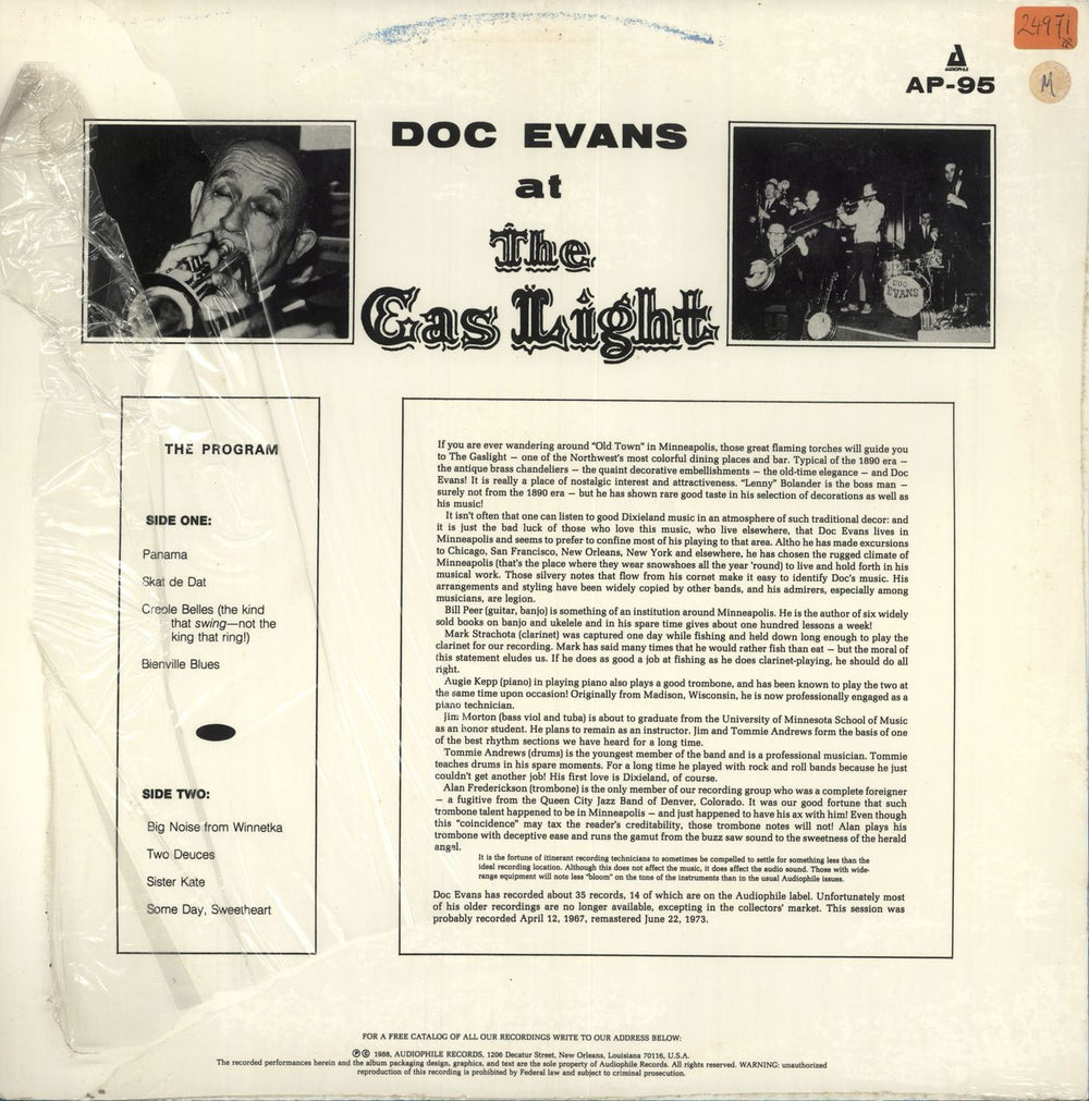 Doc Evans At The GasLight US vinyl LP album (LP record)