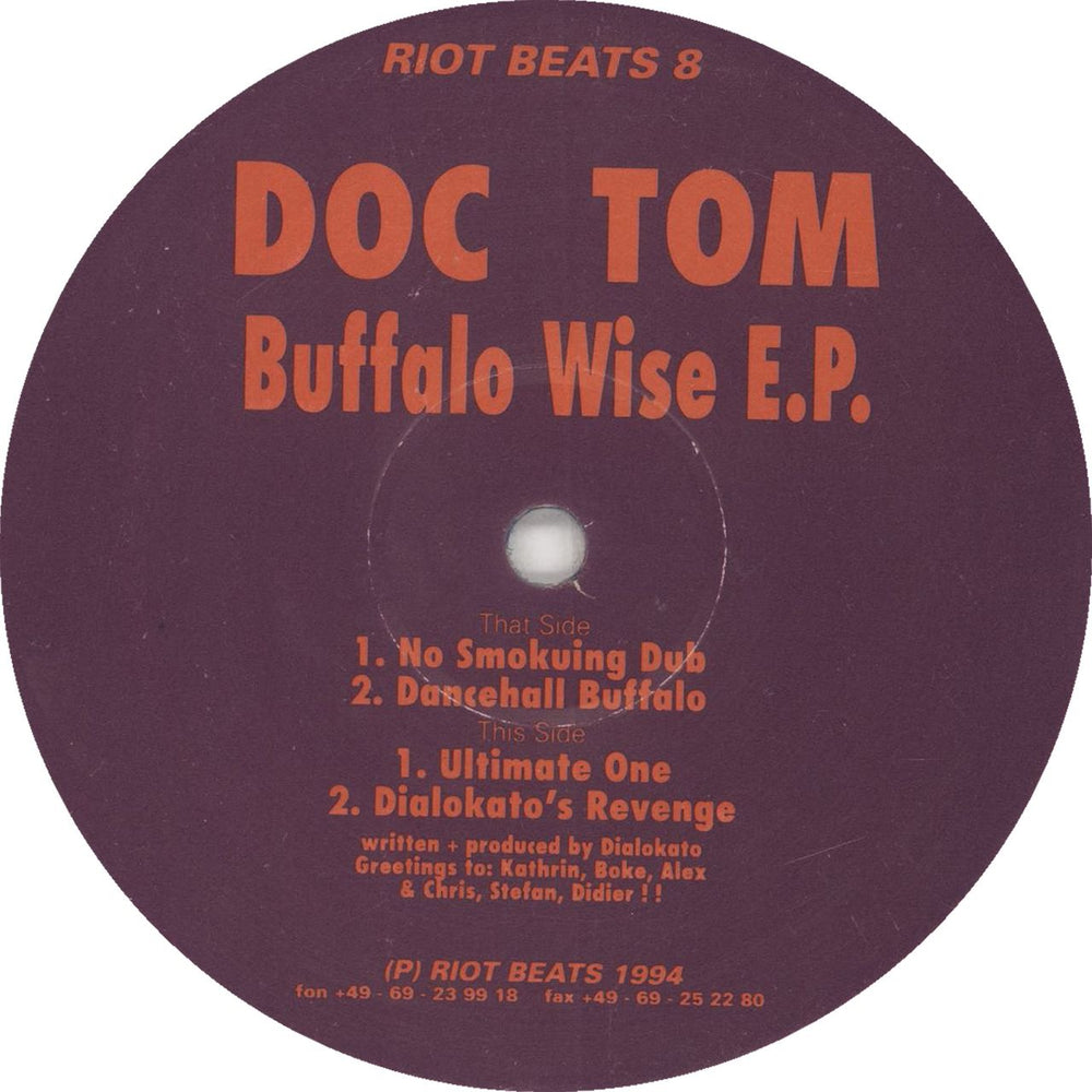 Doc Tom Buffalo Wise EP - Blue Vinyl German 12" vinyl single (12 inch record / Maxi-single) 8