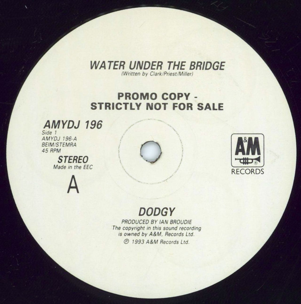 Dodgy Water Under The Bridge UK Promo 12" vinyl single (12 inch record / Maxi-single) AMYDJ196