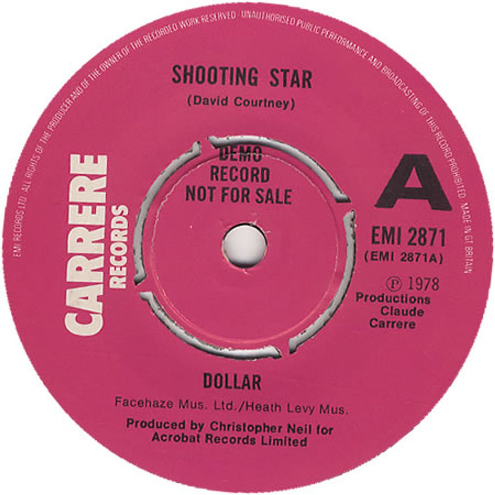 Dollar Shooting Star UK Promo 7" vinyl single (7 inch record / 45) EMI2871