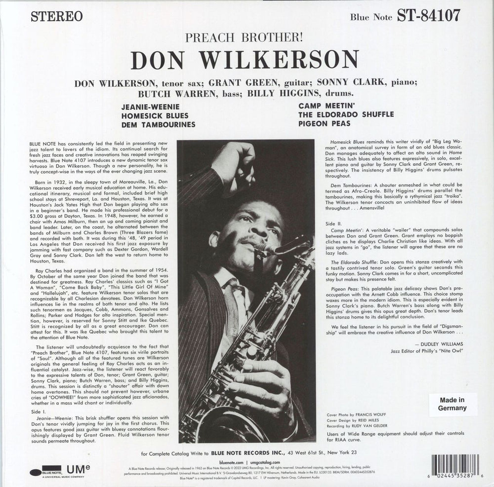 Don Wilkerson Preach Brother! - 180g German vinyl LP album (LP record) 602445352876