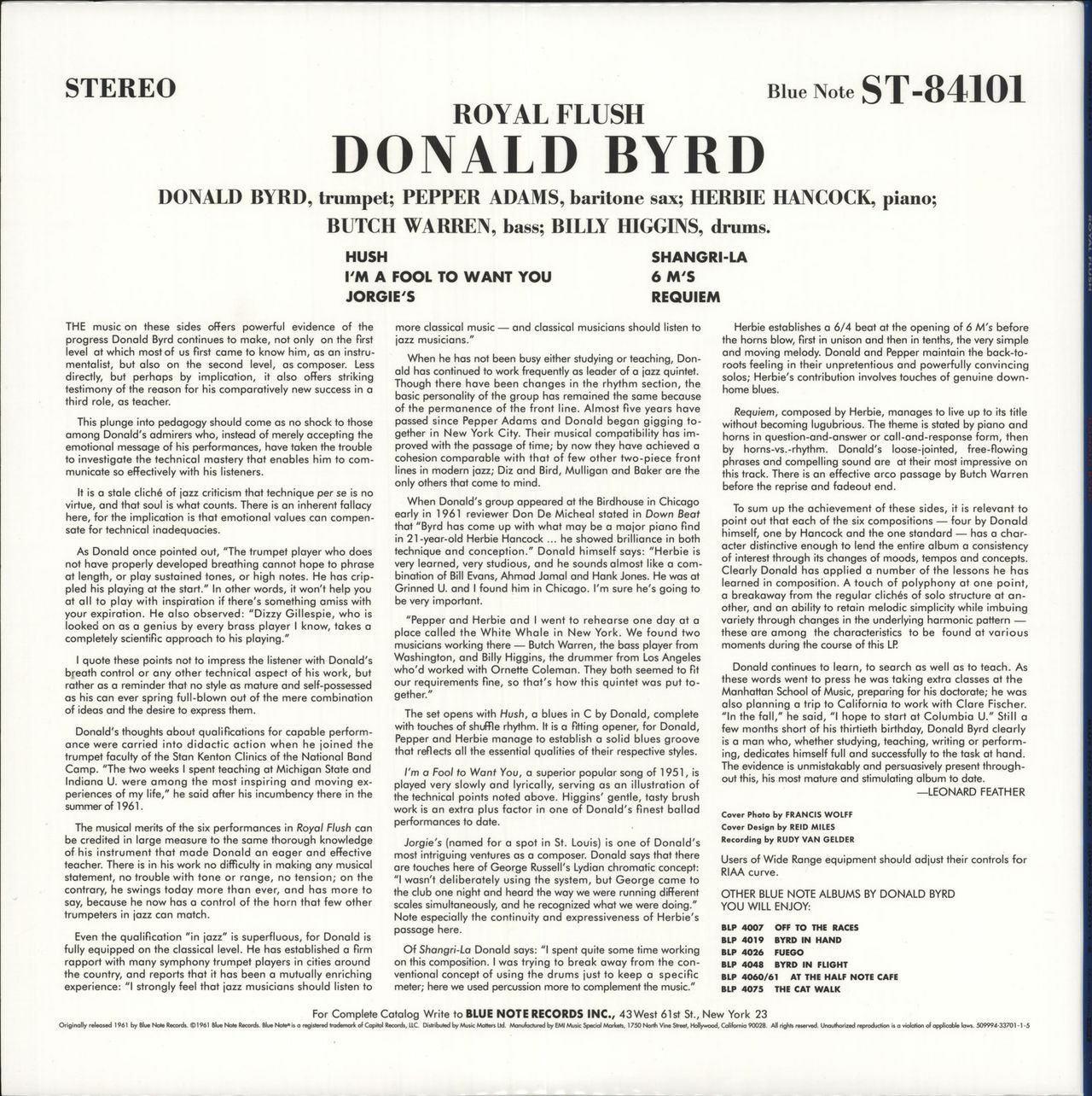 Donald Byrd Royal Flush - 45rpm 180 Gram Vinyl US 2-LP vinyl set