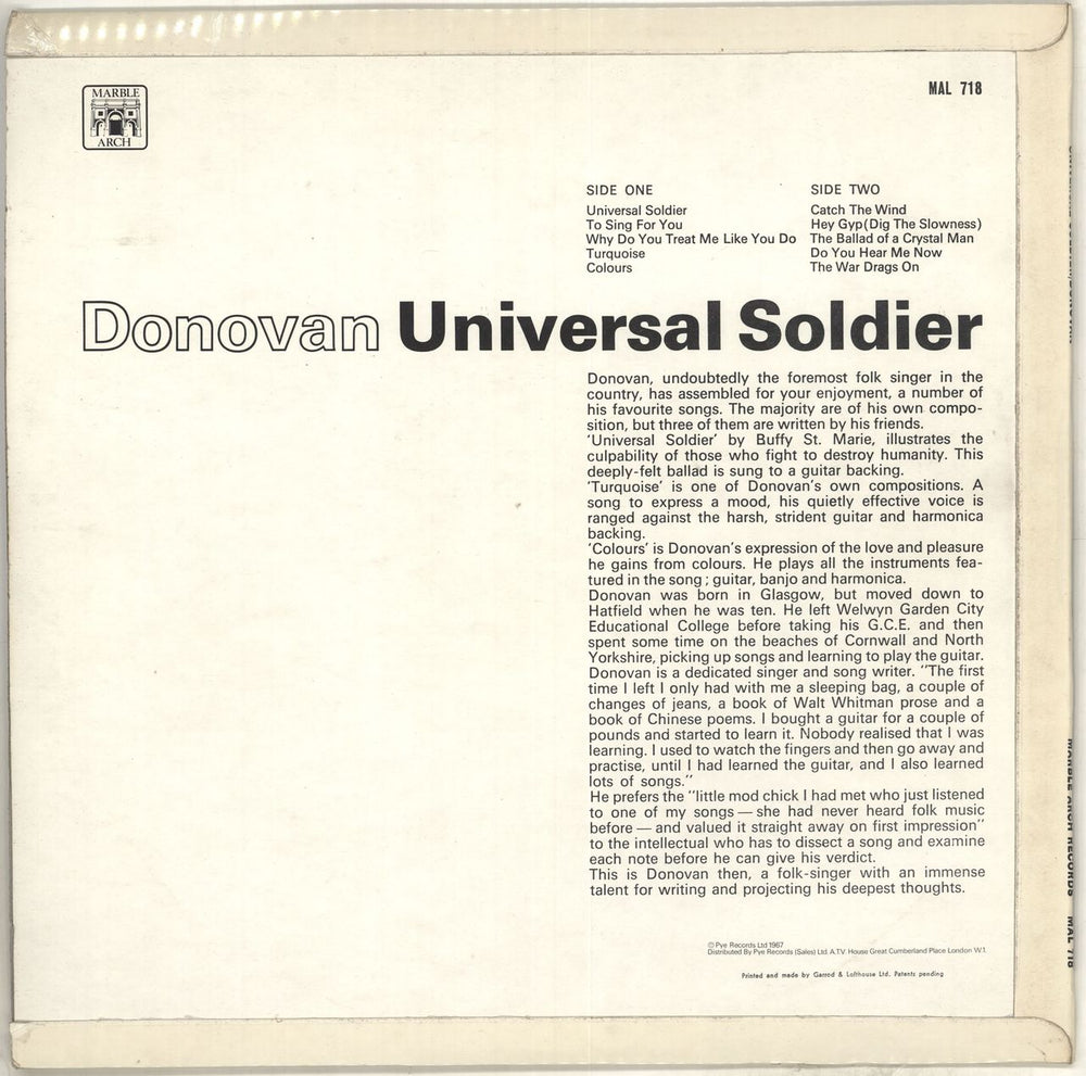 Donovan Universal Soldier - EX UK vinyl LP album (LP record)