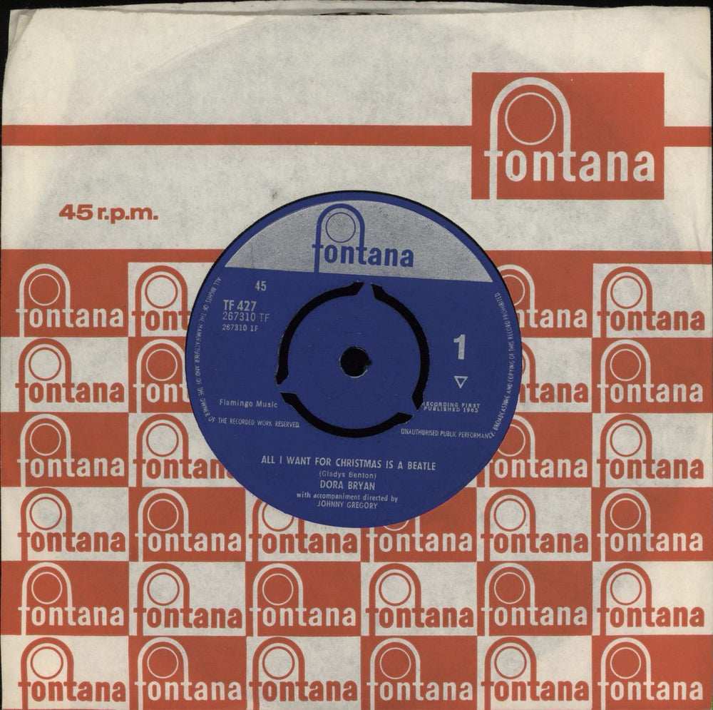 Dora Bryan All I Want For Christmas Is A Beatle UK 7" vinyl single (7 inch record / 45) TF427