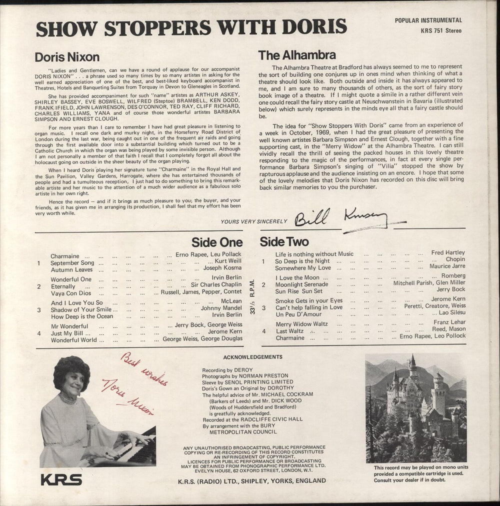 Doris Nixon Show Stoppers With Doris UK vinyl LP album (LP record)