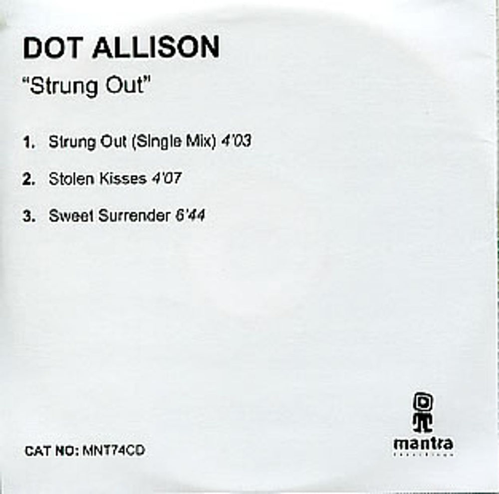 Dot Allison Strung Out UK Promo CD-R acetate CD-R ACETATE