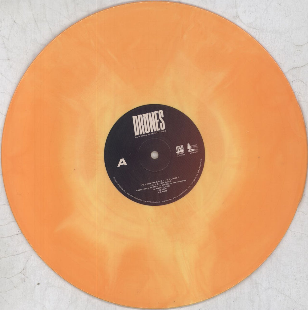 Drones Our Hell Is Right Here - Orange and Yellow Galaxy Vinyl UK vinyl LP album (LP record) 6W0LPOU825030