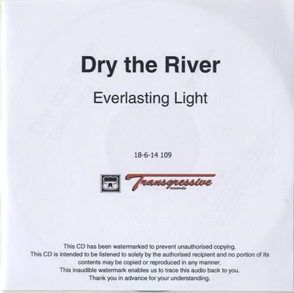 Dry The River Everlasting Light UK Promo CD-R acetate CD-R