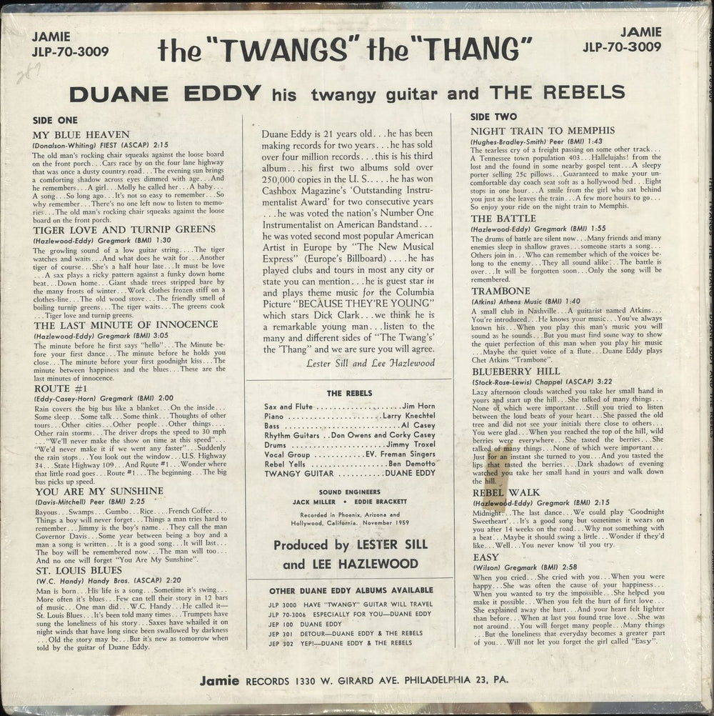 Duane Eddy The "Twangs" The "Thang" - 1st - shrink US vinyl LP album (LP record)