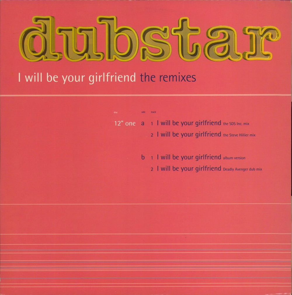 Dubstar I Will Be Your Girlfriend - The Remixes UK Promo 12" vinyl single (12 inch record / Maxi-single) 12FOODDJ108