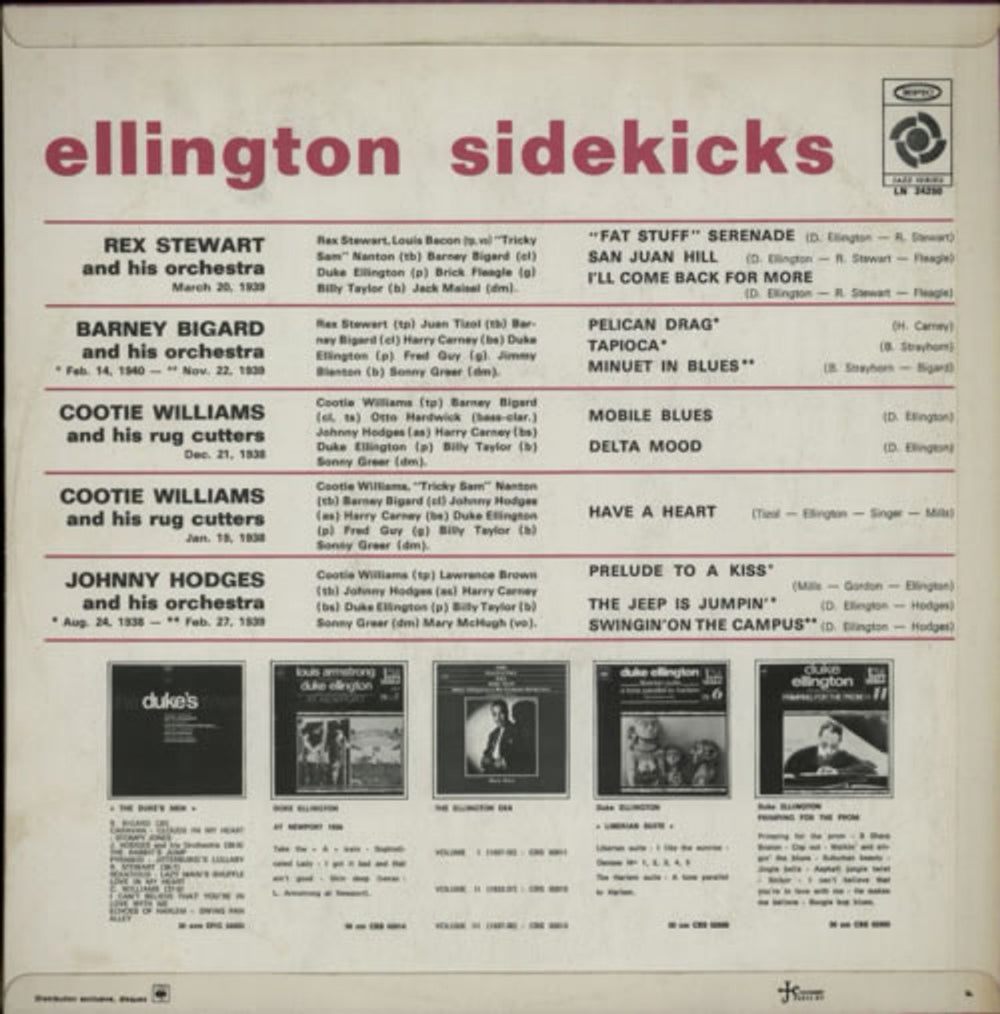 Duke Ellington Ellington Sidekicks French vinyl LP album (LP record) DA3LPEL548063