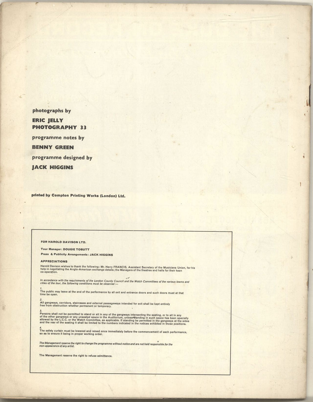 Duke Ellington Harold Davison And Norman Granz Present Duke Ellington And His Famous Orchestra In Concert UK tour programme DA3TRHA695966