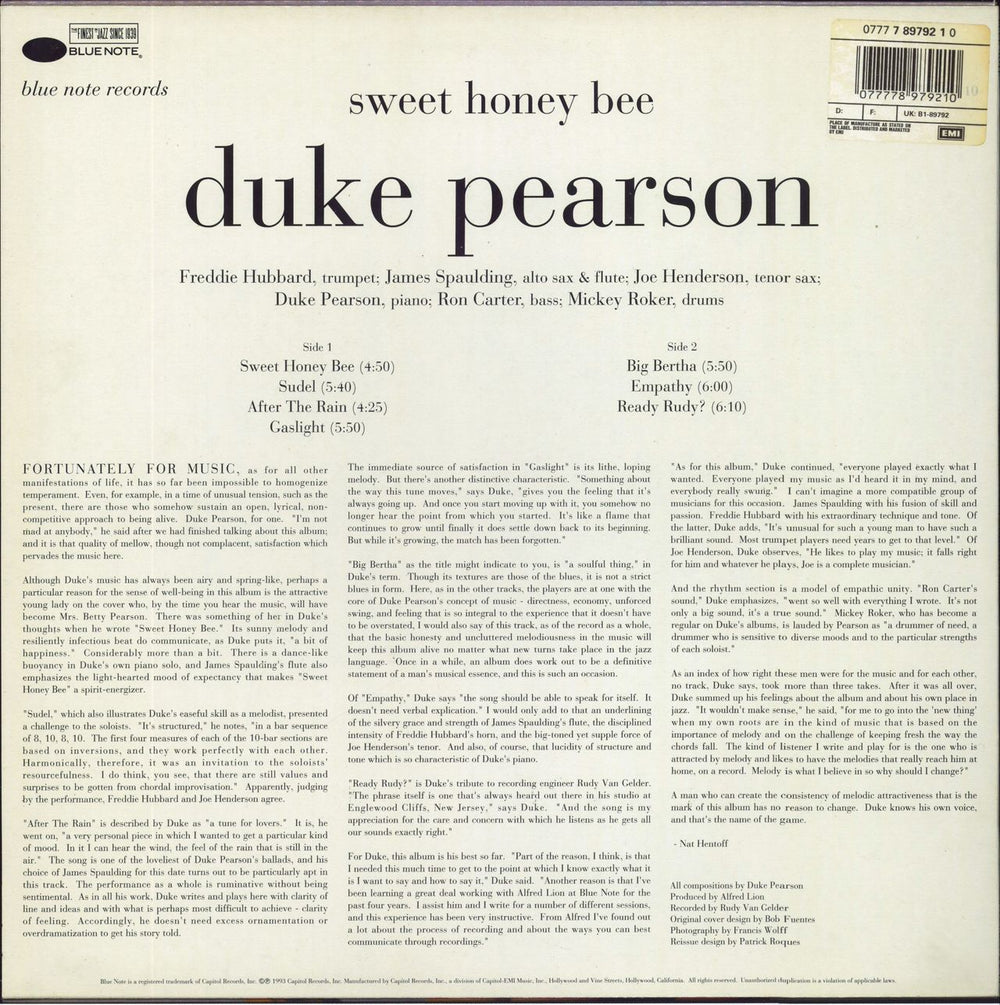 Duke Pearson Sweet Honey Bee UK vinyl LP album (LP record)