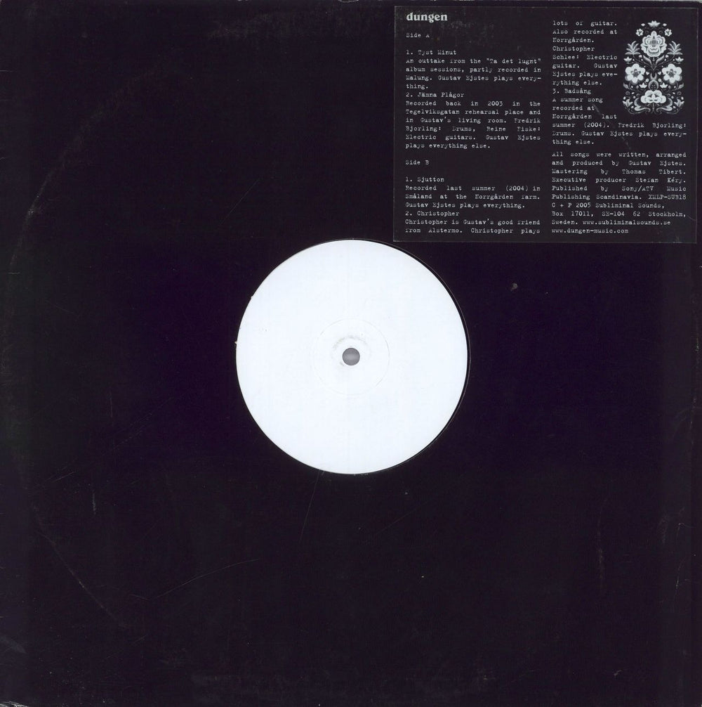 Dungen Tyst Minut - White Label Swedish 12" vinyl single (12 inch record / Maxi-single) XMLPSUB18