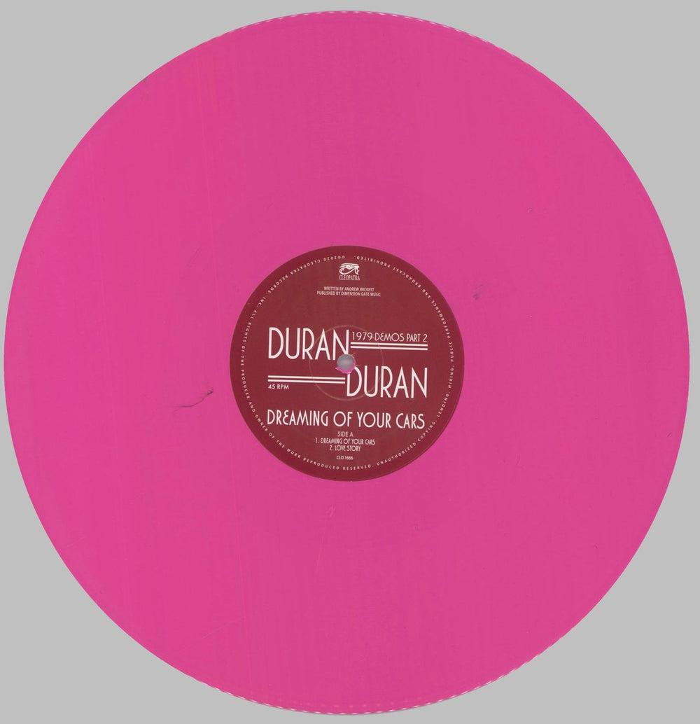 Duran Duran Dreaming Of Your Cars [1979 Demos Part 2] - Pink Vinyl US 12" vinyl single (12 inch record / Maxi-single) DDN12DR822167