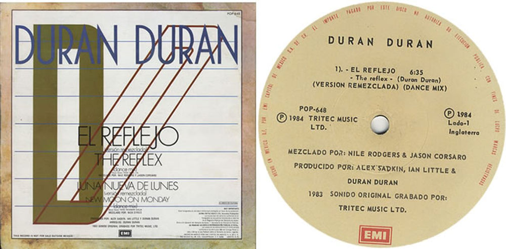 Duran Duran El Reflejo Mexican 12" vinyl single (12 inch record / Maxi-single) DDN12EL54807