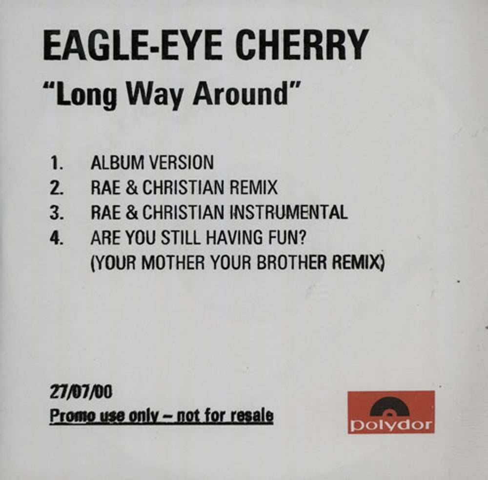 Eagle Eye Cherry Long Way Around UK Promo CD-R acetate CDR ACETATE