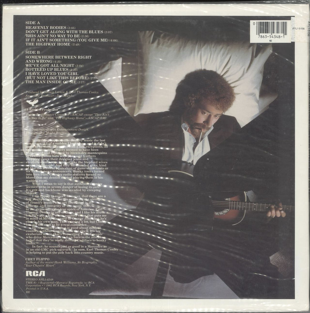 Earl Thomas Conley Somewhere Between Right And Wrong US vinyl LP album (LP record) 078635434811