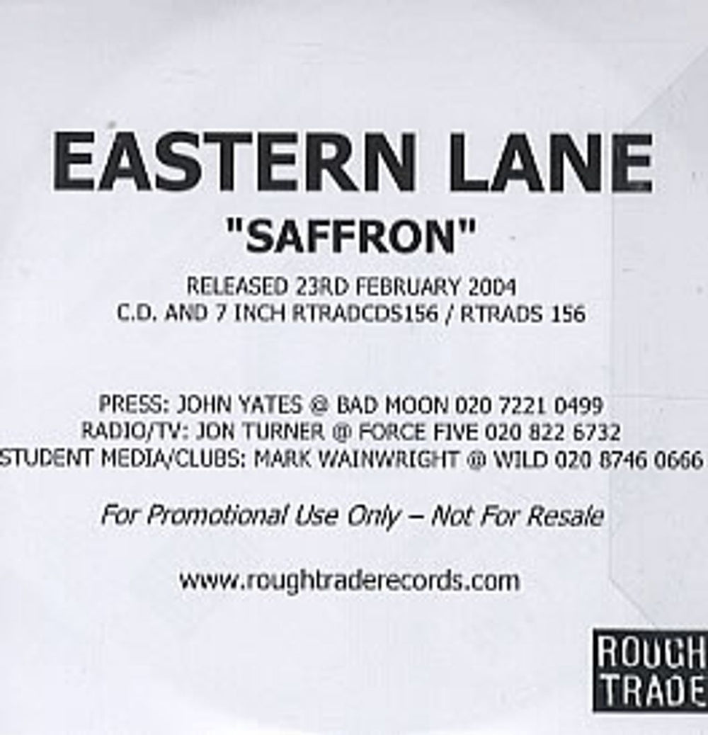 Eastern Lane Saffron UK Promo CD-R acetate CD-R ACETATE