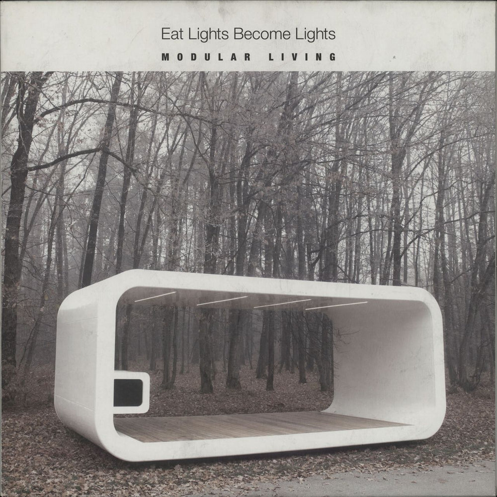 Eat Lights Become Lights Modular Living - White & Clear Striped UK vinyl LP album (LP record) GPS107