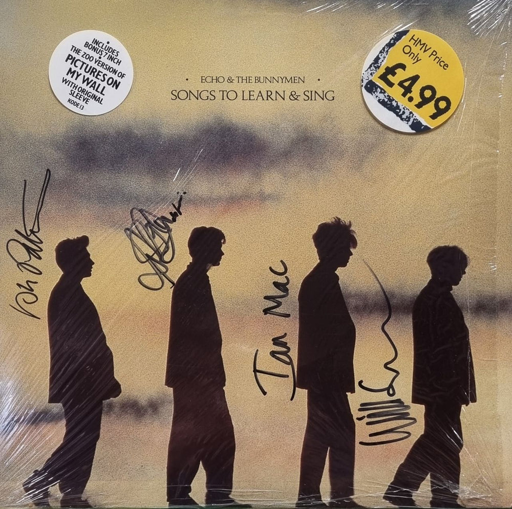 Echo & The Bunnymen Songs To Learn And Sing + 7" - Fully Autographed UK vinyl LP album (LP record) KODE13