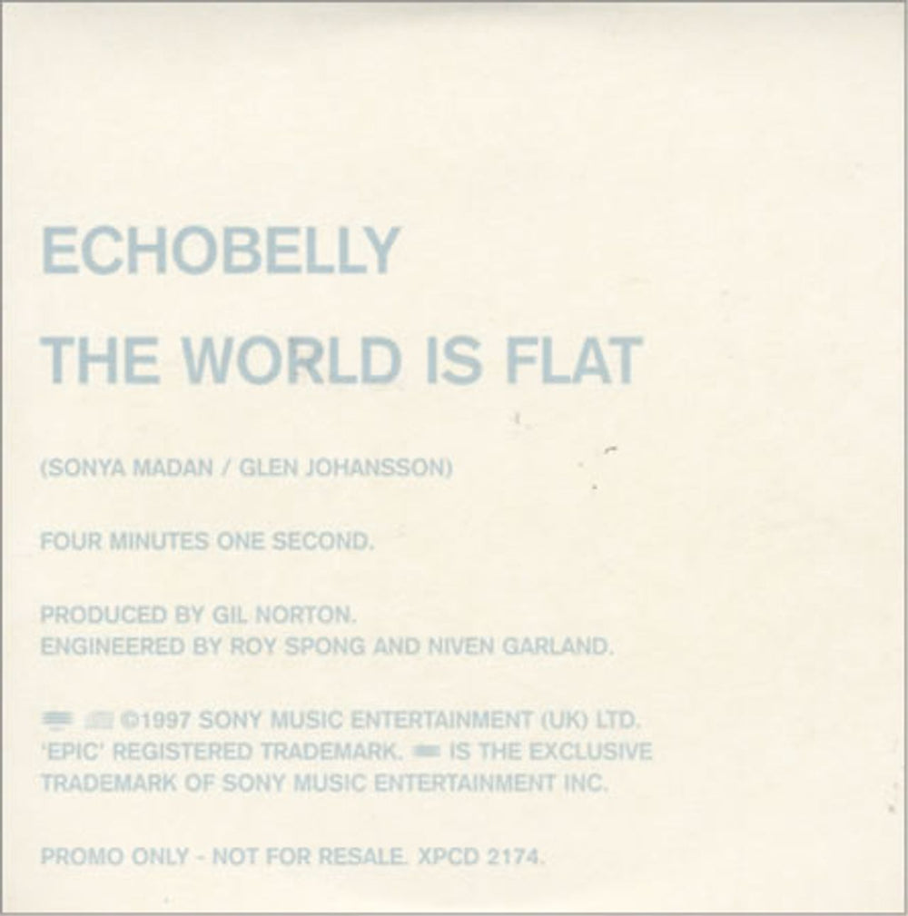 Echobelly The World Is Flat UK Promo CD single (CD5 / 5") XPCD2174