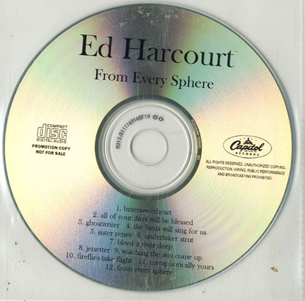 Ed Harcourt From Every Sphere UK Promo CD album (CDLP) RSD80M-50643