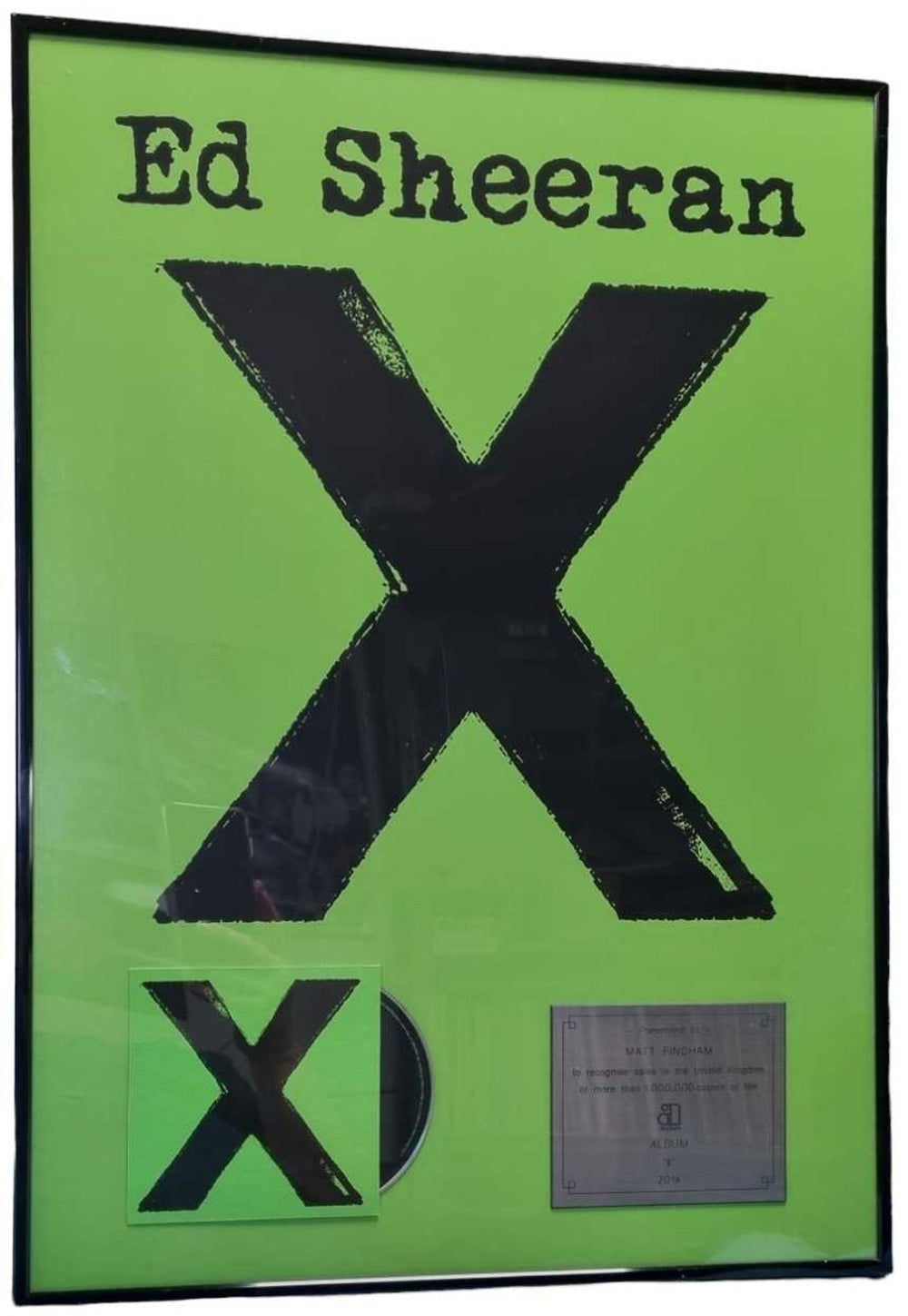 Ed Sheeran X - Platinum UK award disc PLATINUM AWARD