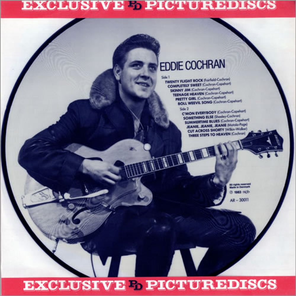 Eddie Cochran Greatest Hits Danish picture disc LP (vinyl picture disc album) AR-30011