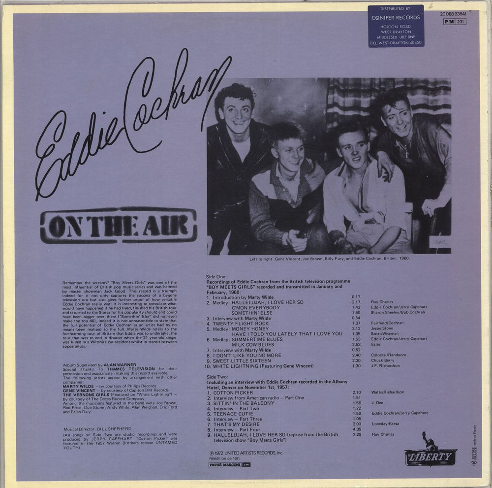 Eddie Cochran On Air French vinyl LP album (LP record)