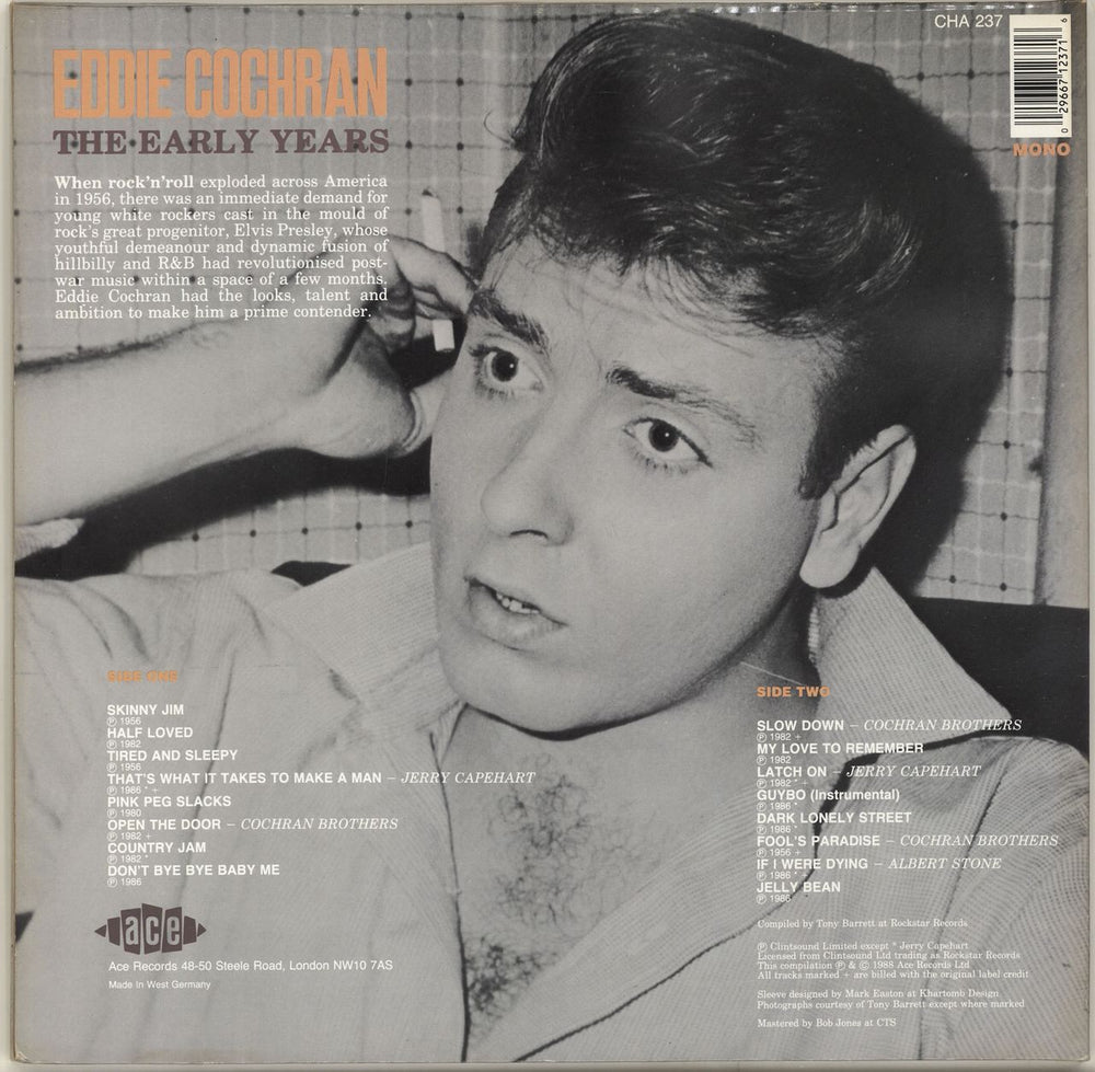 Eddie Cochran The Early Years UK vinyl LP album (LP record) 029667123716